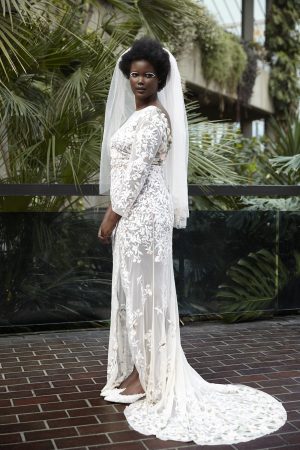 Miniature Rose Gown In Botticelli Open Back Detail | Hermione de Paula Bridal Boutique