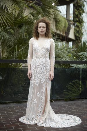 Miniature Rose Gown In Botticelli Open Back Detail | Hermione de Paula Bridal Boutique