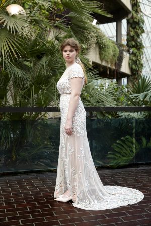 Miniature Rose Gown With Back Button Detail In Botticelli | Hermione de Paula Bridal Boutique