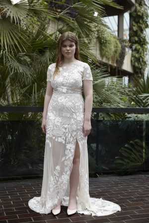 Wild Rose Garden Gown With Open Back Detail In Antique Rosewater | Hermione de Paula Bridal Boutique